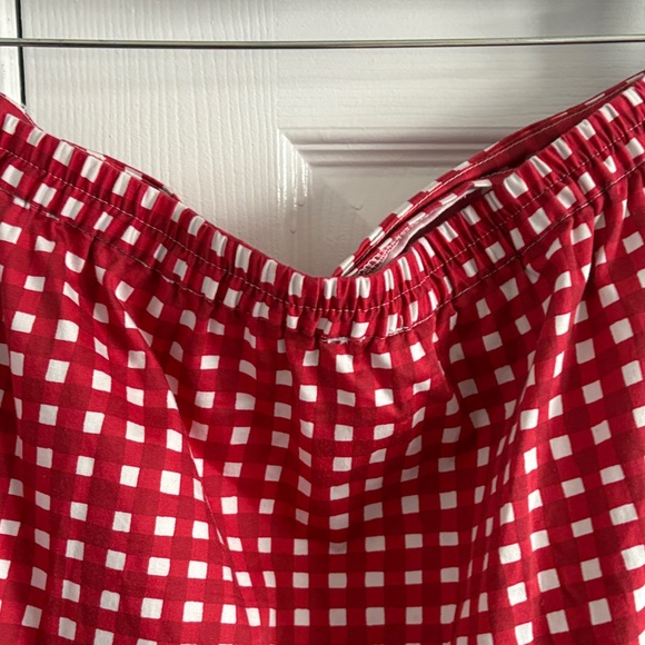 Anthropologie Hutch Drop Waist Red and White Gingham Plaid Midi Skirt 2X Flawed - Picture 9 of 10